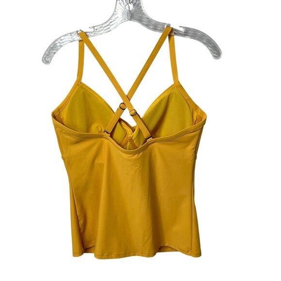 Athleta Twist Up Tankini Top Swim Strappy Size 36 D/DD Underwire Mustard Yellow - Picture 4 of 10